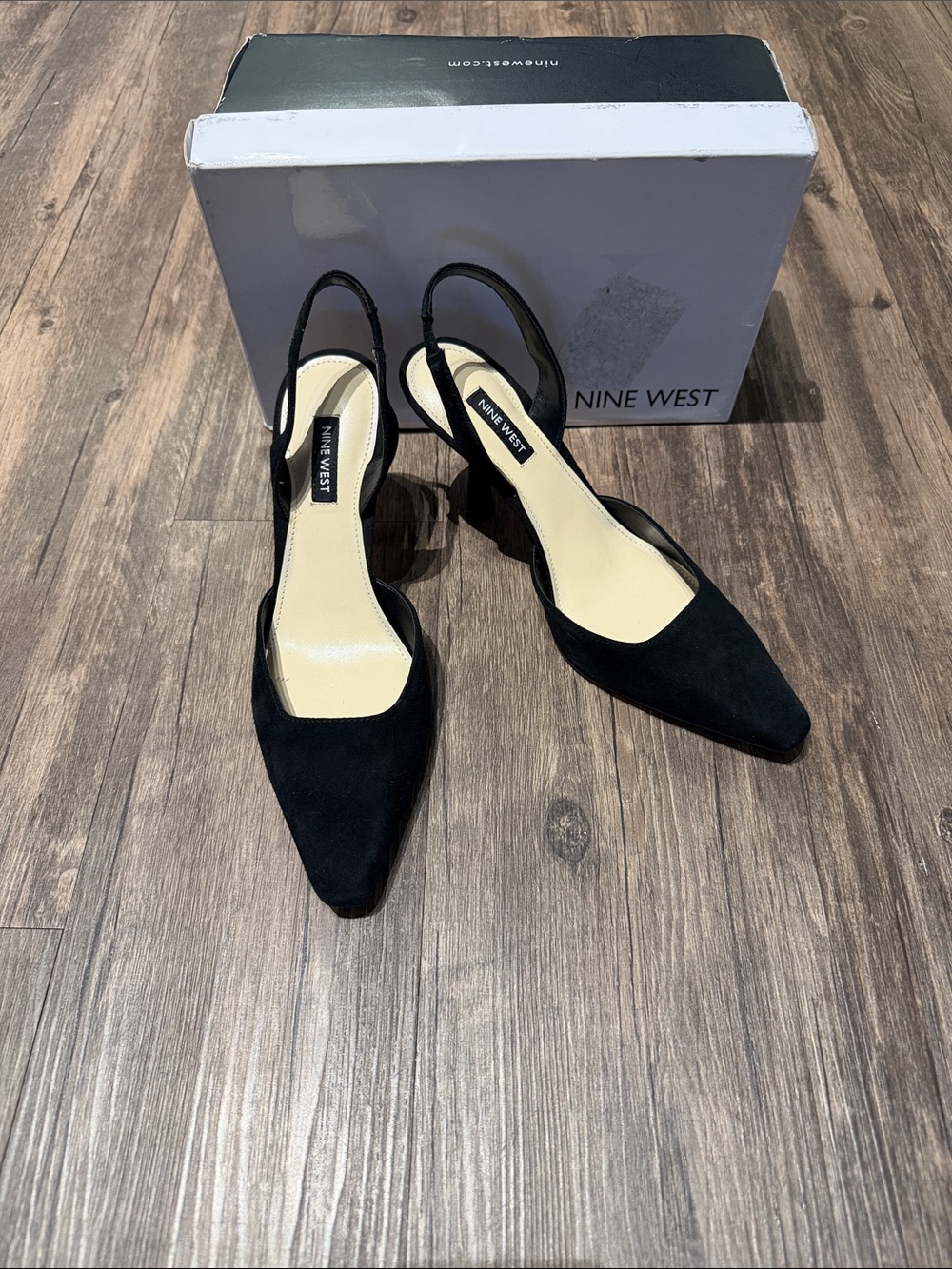 Nine West Black Pointed Toe Slingback Pumps